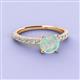 3 - Lillian Desire 6.00 mm Round Opal and Diamond Engagement Ring 