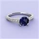 3 - Lillian Desire 6.00 mm Round Blue Sapphire and Diamond Engagement Ring 