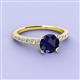 3 - Lillian Desire 6.00 mm Round Blue Sapphire and Diamond Engagement Ring 