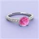 3 - Lillian Desire 6.00 mm Round Lab Created Pink Sapphire and Diamond Engagement Ring 