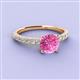 3 - Lillian Desire 6.00 mm Round Lab Created Pink Sapphire and Diamond Engagement Ring 