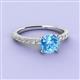 3 - Lillian Desire 6.50 mm Round Blue Topaz and Diamond Engagement Ring 