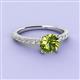 3 - Lillian Desire 6.50 mm Round Peridot and Diamond Engagement Ring 