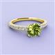 3 - Lillian Desire 6.50 mm Round Peridot and Diamond Engagement Ring 