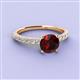 3 - Lillian Desire 6.50 mm Round Red Garnet and Diamond Engagement Ring 