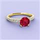 3 - Lillian Desire 6.00 mm Round Ruby and Diamond Engagement Ring 