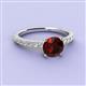 3 - Lillian Desire 6.50 mm Round Red Garnet and Diamond Engagement Ring 