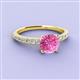 3 - Lillian Desire 6.00 mm Round Lab Created Pink Sapphire and Diamond Engagement Ring 