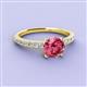 3 - Lillian Desire 6.50 mm Round Pink Tourmaline and Diamond Engagement Ring 