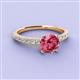 3 - Lillian Desire 6.50 mm Round Pink Tourmaline and Diamond Engagement Ring 