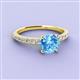 3 - Lillian Desire 6.50 mm Round Blue Topaz and Diamond Engagement Ring 