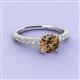 3 - Lillian Desire 6.50 mm Round Smoky Quartz and Diamond Engagement Ring 