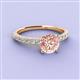 3 - Lillian Desire 6.50 mm Round Morganite and Diamond Engagement Ring 