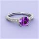 3 - Lillian Desire 6.50 mm Round Amethyst and Diamond Engagement Ring 