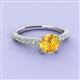 3 - Lillian Desire 6.50 mm Round Citrine and Diamond Engagement Ring 