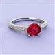 3 - Lillian Desire 6.00 mm Round Ruby and Diamond Engagement Ring 