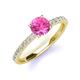 4 - Lillian Desire 6.00 mm Round Lab Created Pink Sapphire and Diamond Engagement Ring 