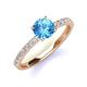 4 - Lillian Desire 6.50 mm Round Blue Topaz and Diamond Engagement Ring 