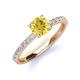 4 - Lillian Desire 6.00 mm Round Lab Created Yellow Sapphire and Diamond Engagement Ring 