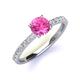 4 - Lillian Desire 6.00 mm Round Lab Created Pink Sapphire and Diamond Engagement Ring 