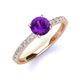 4 - Lillian Desire 6.50 mm Round Amethyst and Diamond Engagement Ring 