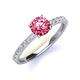 4 - Lillian Desire 6.50 mm Round Pink Tourmaline and Diamond Engagement Ring 