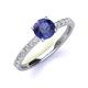 4 - Lillian Desire 6.50 mm Round Iolite and Diamond Engagement Ring 
