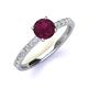 4 - Lillian Desire 6.50 mm Round Rhodolite Garnet and Diamond Engagement Ring 