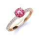 4 - Lillian Desire 6.50 mm Round Pink Tourmaline and Diamond Engagement Ring 