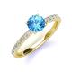 4 - Lillian Desire 6.50 mm Round Blue Topaz and Diamond Engagement Ring 