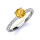 4 - Lillian Desire 6.50 mm Round Citrine and Diamond Engagement Ring 