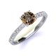 4 - Lillian Desire 6.50 mm Round Smoky Quartz and Diamond Engagement Ring 