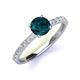 4 - Lillian Desire 6.50 mm Round London Blue Topaz and Diamond Engagement Ring 