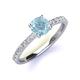 4 - Lillian Desire 6.50 mm Round Aquamarine and Diamond Engagement Ring 