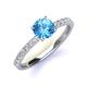 4 - Lillian Desire 6.50 mm Round Blue Topaz and Diamond Engagement Ring 