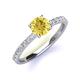 4 - Lillian Desire 6.00 mm Round Lab Created Yellow Sapphire and Diamond Engagement Ring 