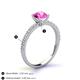 5 - Lillian Desire 6.00 mm Round Lab Created Pink Sapphire and Diamond Engagement Ring 