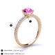 5 - Lillian Desire 6.00 mm Round Lab Created Pink Sapphire and Diamond Engagement Ring 