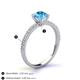 5 - Lillian Desire 6.50 mm Round Blue Topaz and Diamond Engagement Ring 