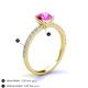 5 - Lillian Desire 6.00 mm Round Lab Created Pink Sapphire and Diamond Engagement Ring 