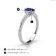 4 - Silvia Desire 6x4 mm Emerald Cut Blue Sapphire and Round Diamond Engagement Ring 