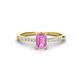 1 - Silvia Desire 6x4 mm Emerald Cut Pink Sapphire and Round Diamond Engagement Ring 