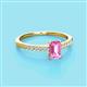 2 - Silvia Desire 6x4 mm Emerald Cut Pink Sapphire and Round Diamond Engagement Ring 
