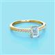 2 - Silvia Desire 6x4 mm Emerald Cut Aquamarine and Round Diamond Engagement Ring 