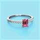 2 - Silvia Desire 6x4 mm Emerald Cut Pink Tourmaline and Round Diamond Engagement Ring 