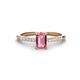 1 - Silvia Desire 6x4 mm Emerald Cut Pink Tourmaline and Round Diamond Engagement Ring 