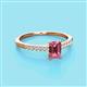 2 - Silvia Desire 6x4 mm Emerald Cut Pink Tourmaline and Round Diamond Engagement Ring 
