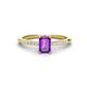1 - Silvia Desire 6x4 mm Emerald Cut Amethyst and Round Diamond Engagement Ring 