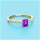 2 - Silvia Desire 6x4 mm Emerald Cut Amethyst and Round Diamond Engagement Ring 