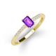 3 - Silvia Desire 6x4 mm Emerald Cut Amethyst and Round Diamond Engagement Ring 